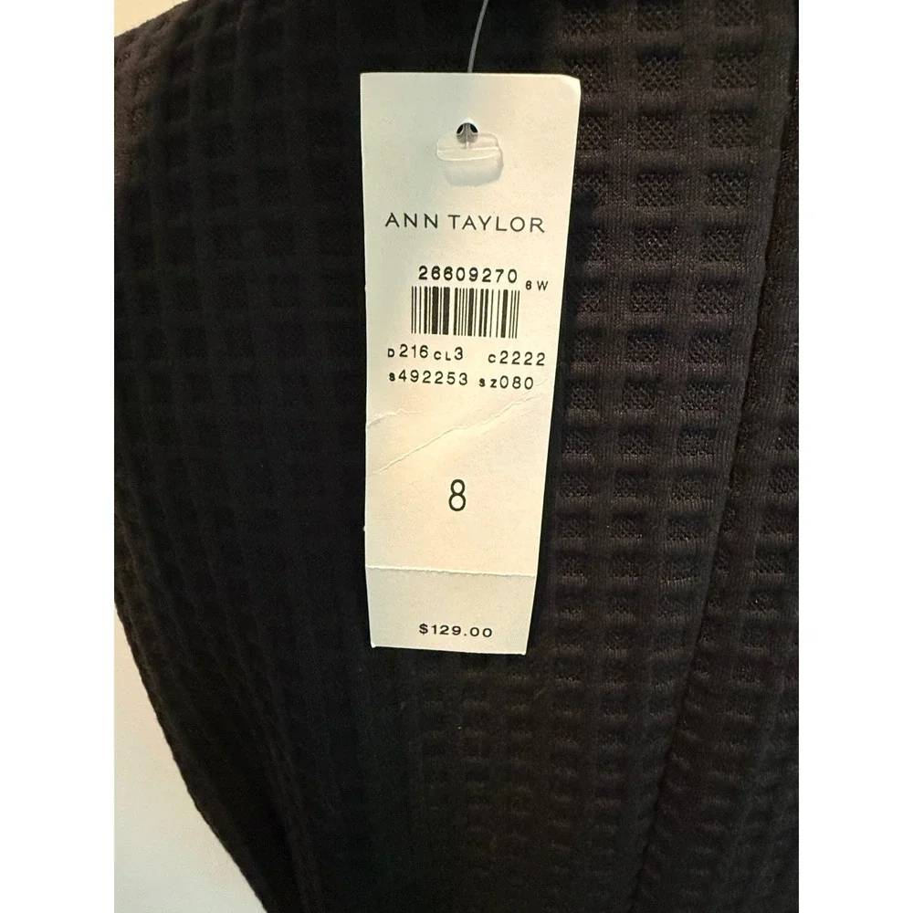 Ann Taylor Black Waffle Knit Sleeveless Shift Dress Women's size 8 NWT $129